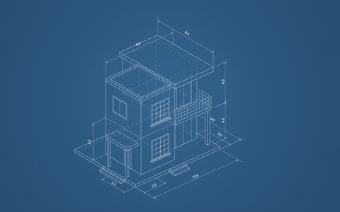 Modern house isometric blueprint