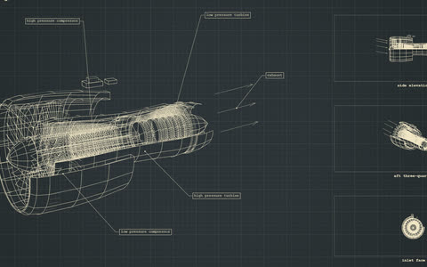 Turbofan aircraft engine blueprint